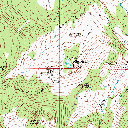 Topographic Map of Big Bear Lake, MT