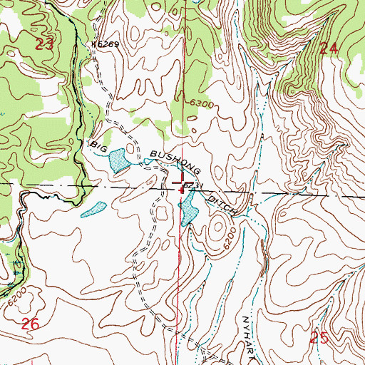 Topographic Map of Big Bushong Ditch, MT