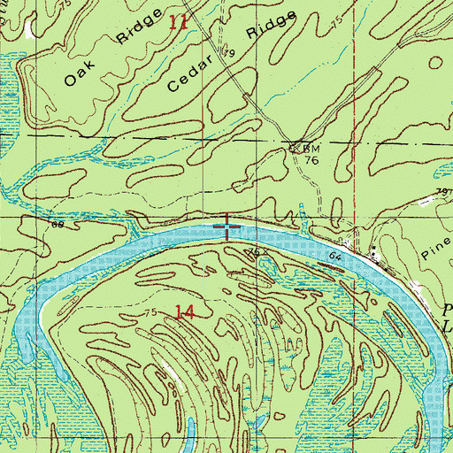 Topographic Map of Pereogeethe Lake, AR