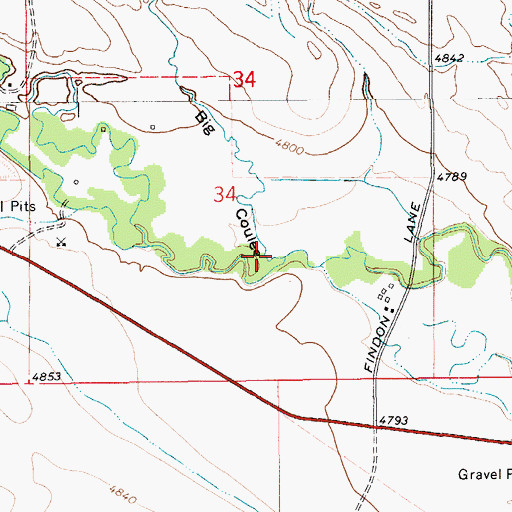 Topographic Map of Big Coulee, MT