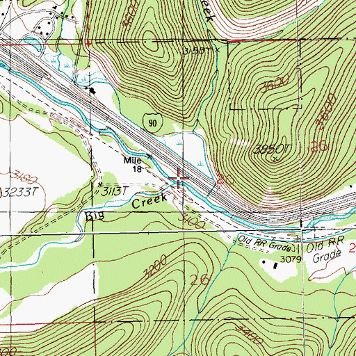 Topographic Map of Big Creek, MT