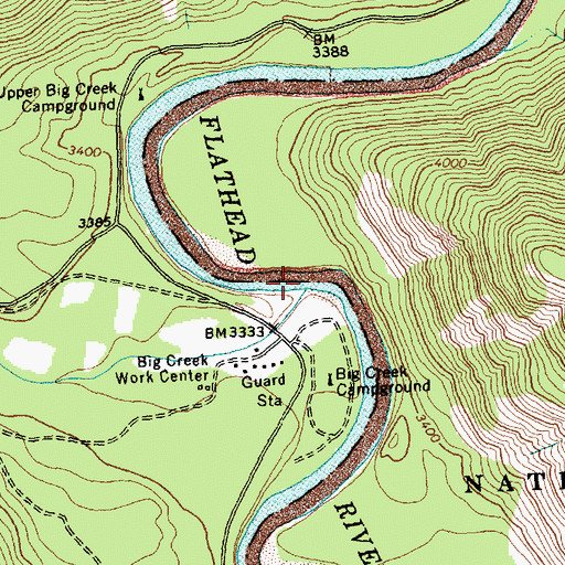 Topographic Map of Big Creek, MT