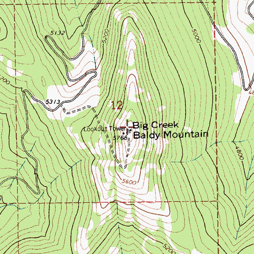 Topographic Map of Big Creek Baldy Mountain, MT