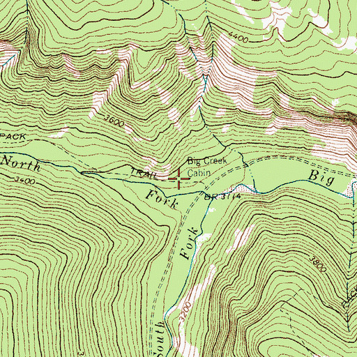 Topographic Map of Big Creek Cabin, MT