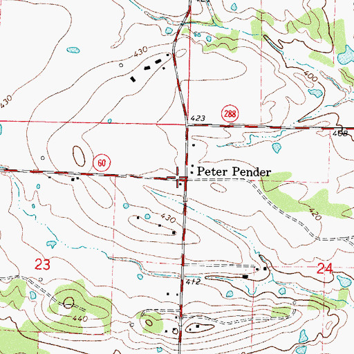 Topographic Map of Peter Pender, AR