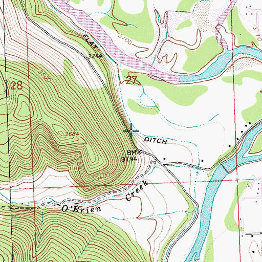 Topographic Map of Big Flat Ditch, MT