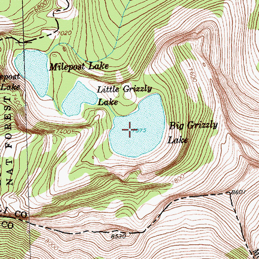 Topographic Map of Big Grizzly Lake, MT
