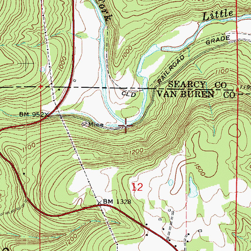 Topographic Map of Peyton Creek, AR