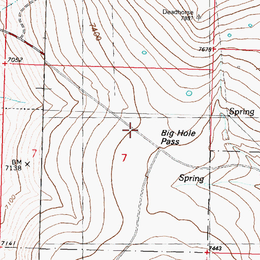 Topographic Map of Big Hole Pass, MT