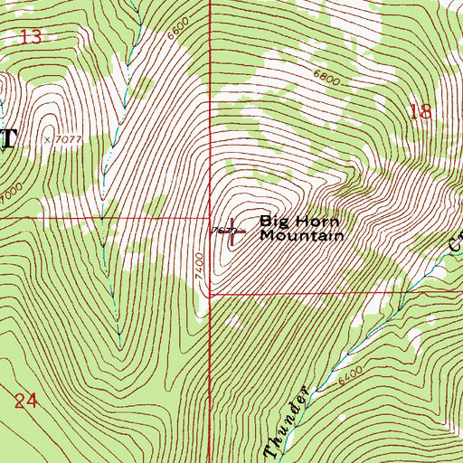 Topographic Map of Big Horn Mountain, MT