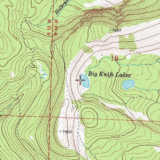 Topographic Map of Big Knife Lakes, MT