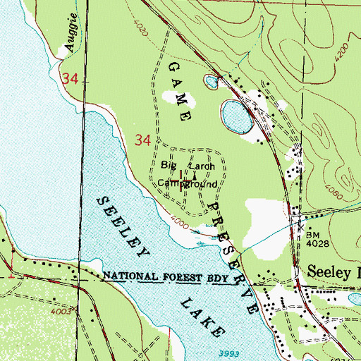 Topographic Map of Big Larch Campground, MT