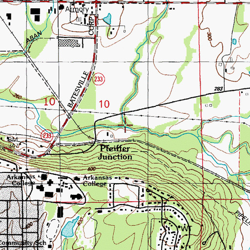 Topographic Map of Pfeiffer Creek, AR