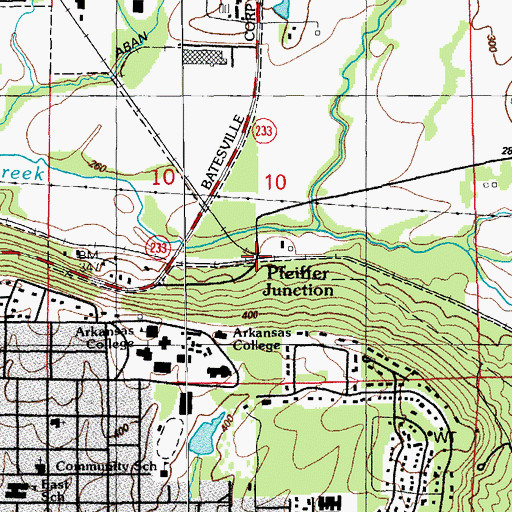 Topographic Map of Pfeiffer Junction, AR
