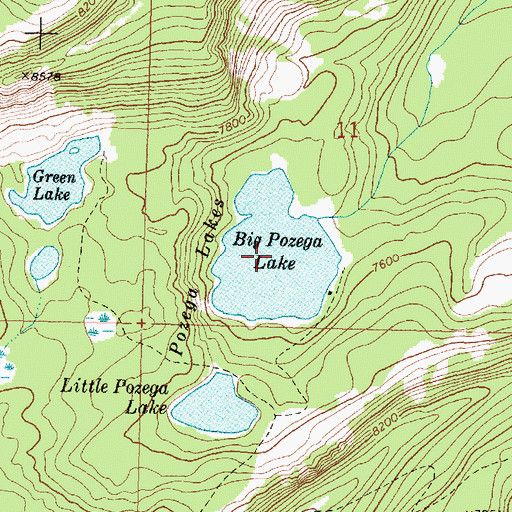 Topographic Map of Big Pozega Lake, MT