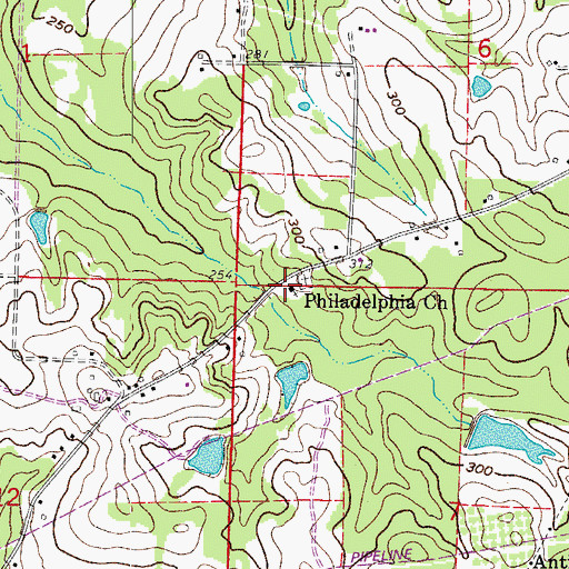 Topographic Map of Philadelphia United Methodist Church, AR