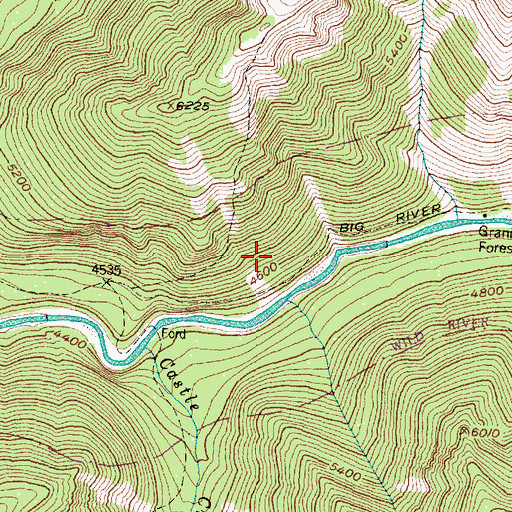 Topographic Map of Big River Trail, MT