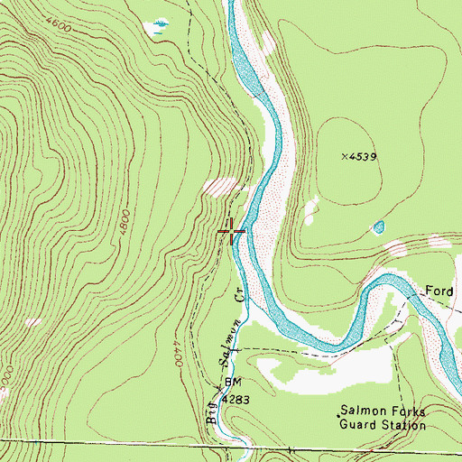 Topographic Map of Big Salmon Creek, MT