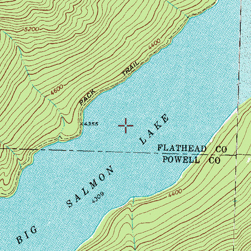 Topographic Map of Big Salmon Lake, MT
