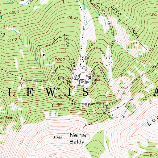 Topographic Map of Big Seven Mine, MT