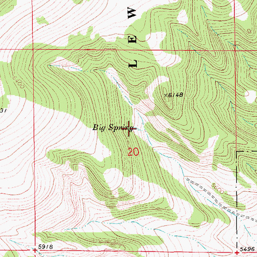 Topographic Map of Big Spring, MT