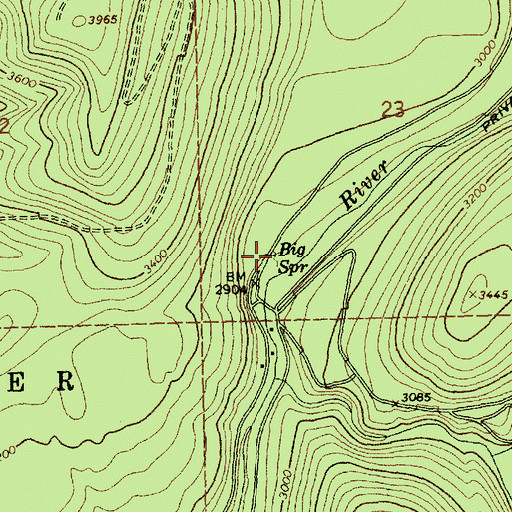 Topographic Map of Big Spring, MT