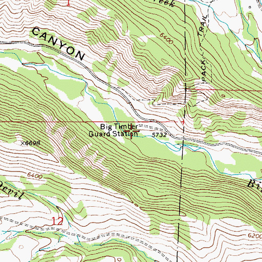 Topographic Map of Big Timber Guard Station, MT