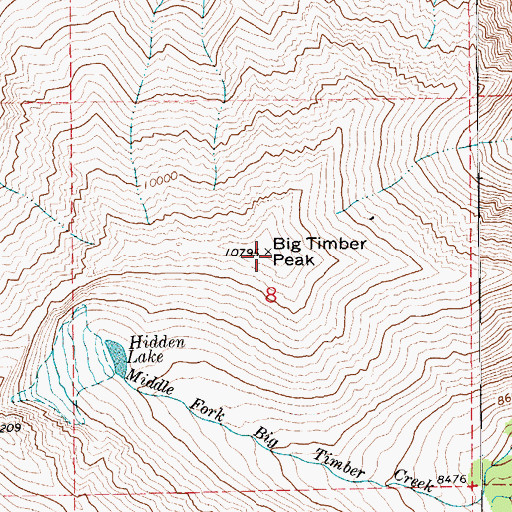 Topographic Map of Big Timber Peak, MT
