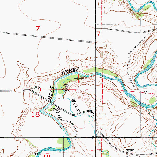 Topographic Map of Big Willow Creek, MT