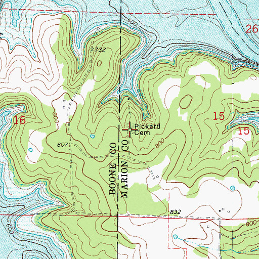 Topographic Map of Pickard Cemetery, AR