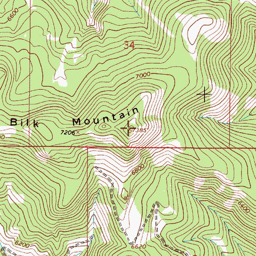 Topographic Map of Bilk Mountain, MT