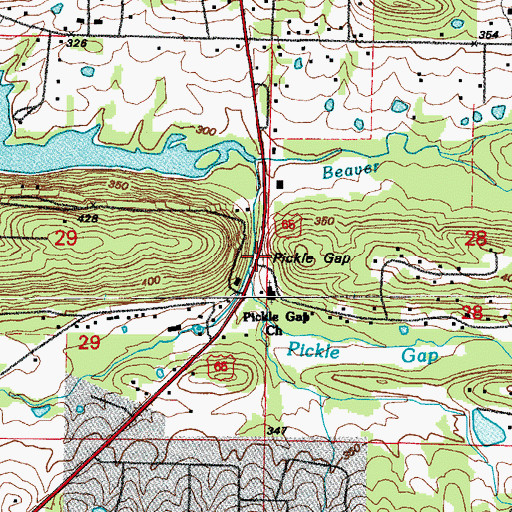 Topographic Map of Pickle Gap, AR