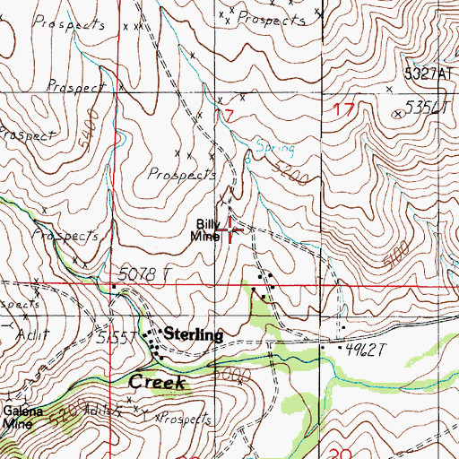 Topographic Map of Billy Mine, MT