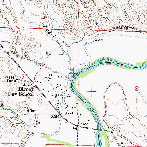 Topographic Map of Birney Creek, MT