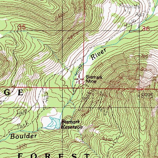 Topographic Map of Bismark Mine, MT