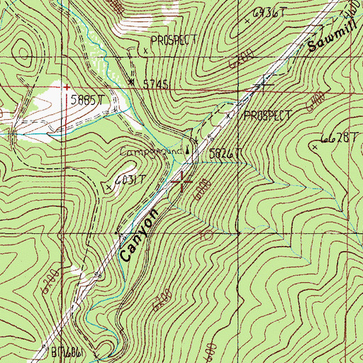 Topographic Map of Bison Creek Campground, MT