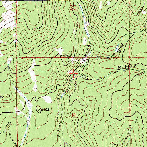 Topographic Map of Bitter Creek, MT