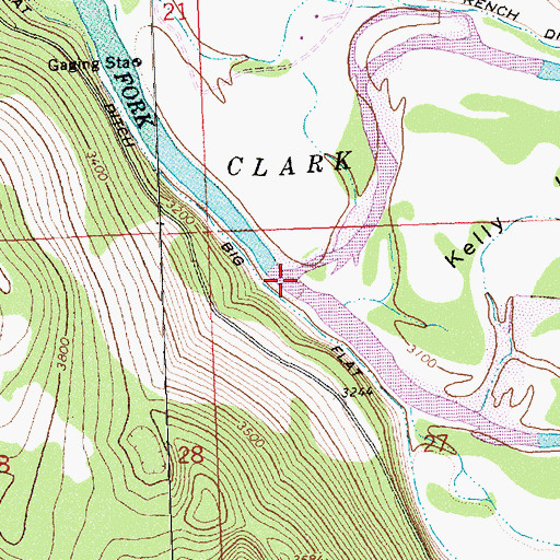 Topographic Map of Bitterroot River, MT