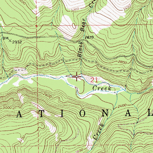 Topographic Map of Black Bear Creek, MT