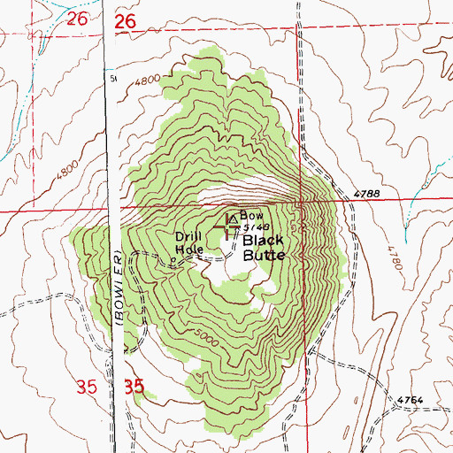 Topographic Map of Black Butte, MT