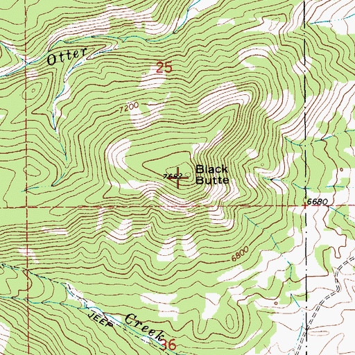 Topographic Map of Black Butte, MT