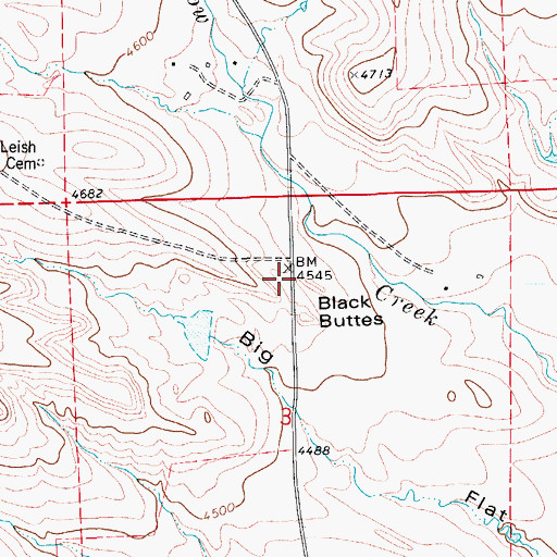 Topographic Map of Black Buttes, MT