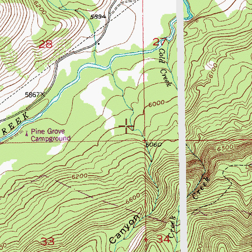 Topographic Map of Black Canyon, MT