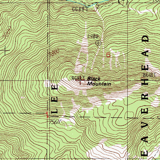 Topographic Map of Black Mountain, MT