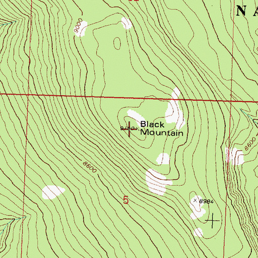 Topographic Map of Black Mountain, MT