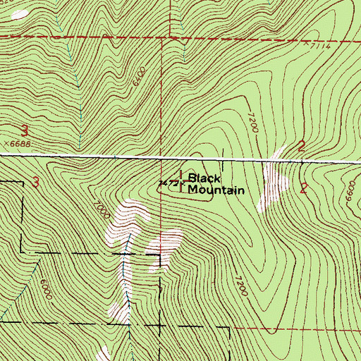 Topographic Map of Black Mountain, MT