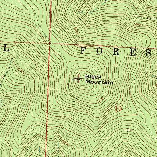 Topographic Map of Black Mountain, MT