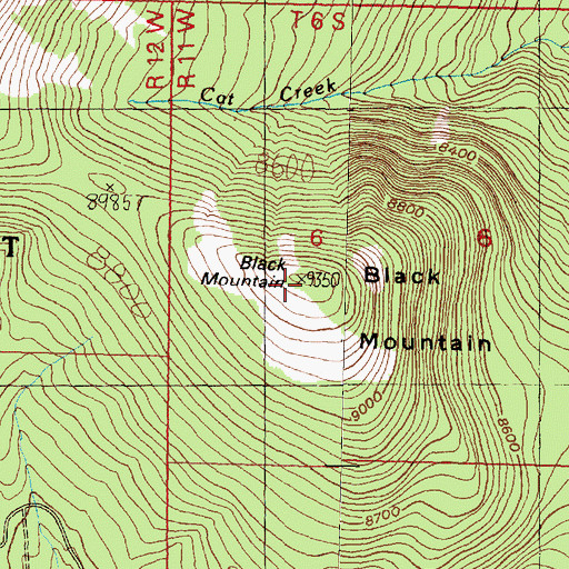 Topographic Map of Black Mountain, MT