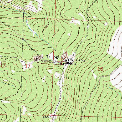 Topographic Map of Black Pine Mine, MT