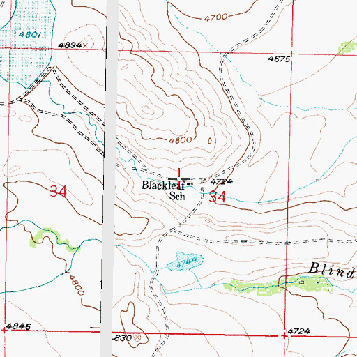 Topographic Map of Blackleaf School (historical), MT